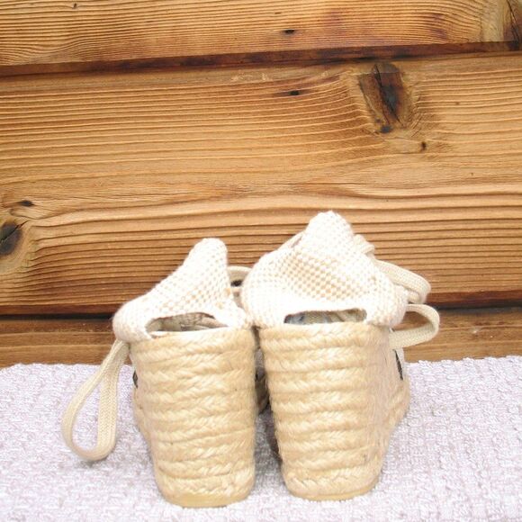 Vintage 90's Wedge Ankle Wrap Espadrille Wedges - Picture 4 of 9